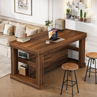 3-Tier Kitchen Island, 55" Width Kitchen Shelf with Large Worktop