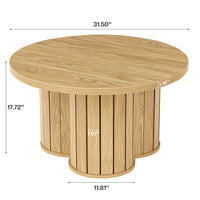 31.5" Circle Coffee Table, Small Accent Center Table with Three-lobed Grille Base for Living Room