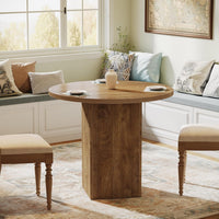 31.5" Dining Table, Circle Kitchen Dinner Table with Fluted Pedestal for 2