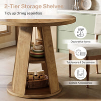 31.5" Dining Table, Modern Round Kitchen Table with Storage Shelf