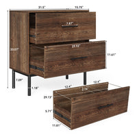 31.5" Farmhouse File Cabinet, Solid Wood Filing Cabinet with 2 Drawers