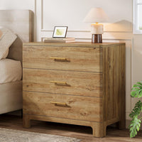 31.5" Farmhouse Nightstand, Oversized Bedside Table with 3 Storage Drawers