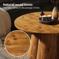 31.5" Round Coffee Table, Farmhouse Solid Wood Center Tea Table with Robust Base