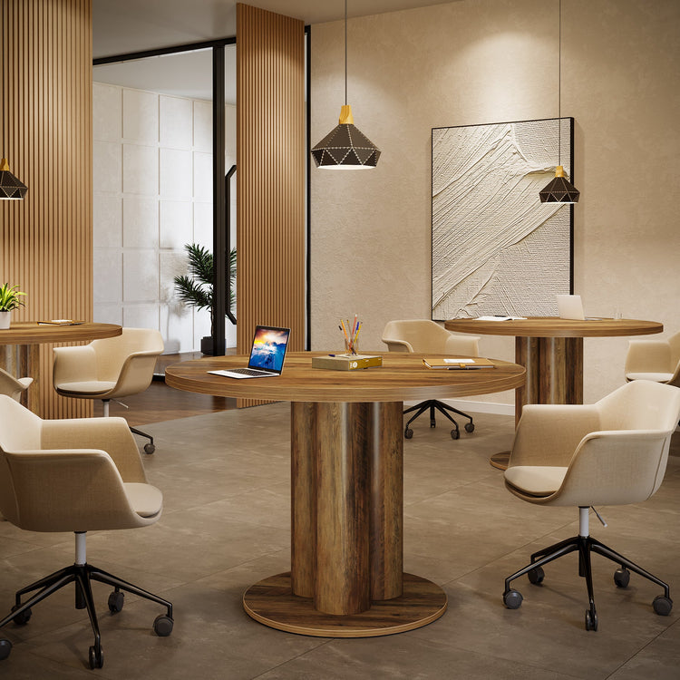 31.5" Round Conference Table, Office Table Meeting Room Desk for 4