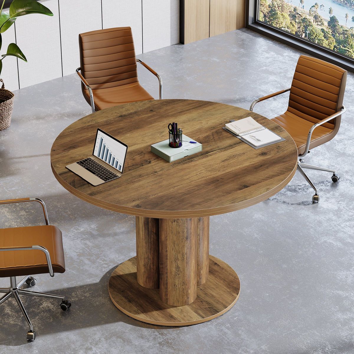 31.5" Round Conference Table, Office Table Meeting Room Desk for 4