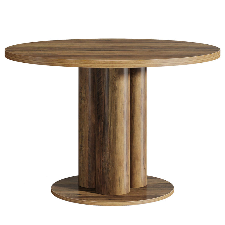 31.5" Round Dining Table, Farmhouse Pedestal Base Kitchen Table for 2-4 People