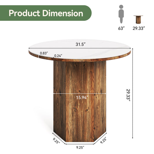 31.5" Round Dining Table, Kitchen Bistro Table with Sintered Stone Tabletop for 2-3