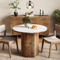 31.5" Round Dining Table, Kitchen Bistro Table with Sintered Stone Tabletop for 2-3