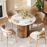 31.5" Round Dining Table, Kitchen Bistro Table with Sintered Stone Tabletop for 2-3
