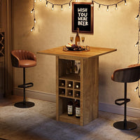 31.5" Square Bar Table, 4-Tier Counter Height Home Bar Unit with Glass Holders and Wine Racks