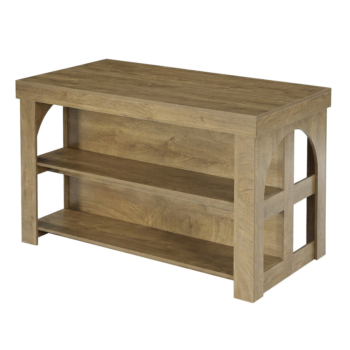 55" Kitchen Island with Storage, Large Stationary Island Bar Table with 3 Shelves