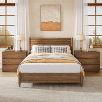 31" Oversized Nightstand, Fluted Bedside Table with 3 Storage Drawers