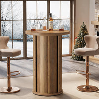35.4" Round Bar Table, High Top Pub Table with 3-Tier Hidden Storage Shelves
