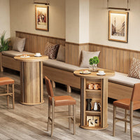 35.4" Round Bar Table, High Top Pub Table with 3-Tier Hidden Storage Shelves
