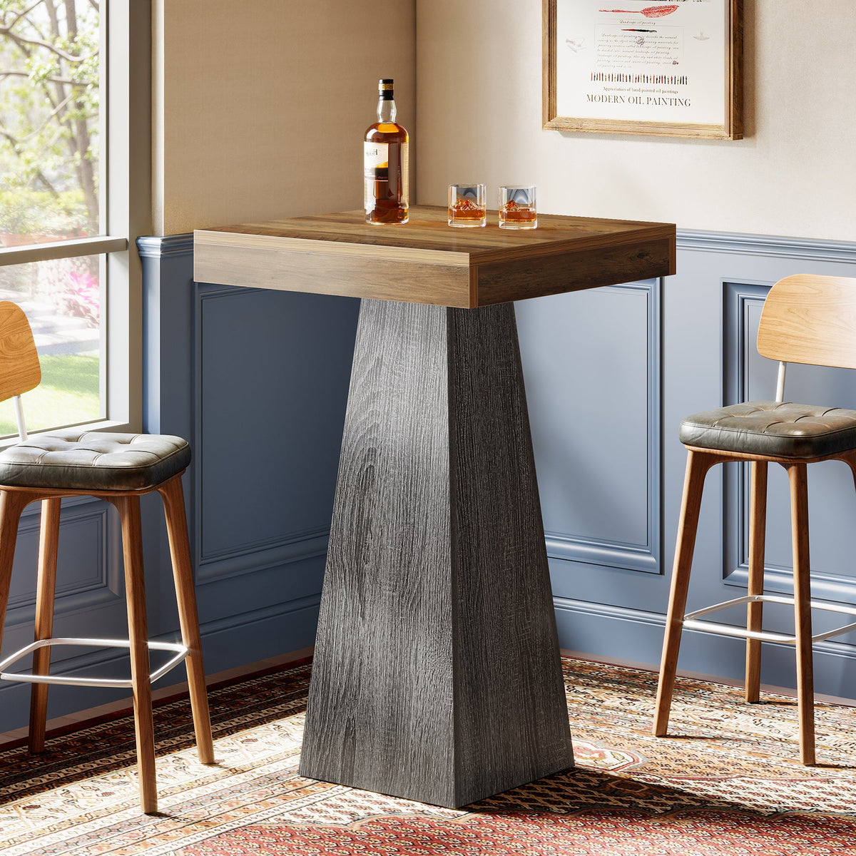 37.4" Bar Table, Square Pub Table Dining Room Table