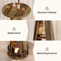 39.4" Bar Table, 3-Tier High Top Bistro Table Cocktail Pub Tables with Metal Footrest