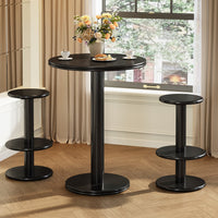 39.4" Bar Table, Modern Bistro Pub Table Cocktail Table with 2 Barstools