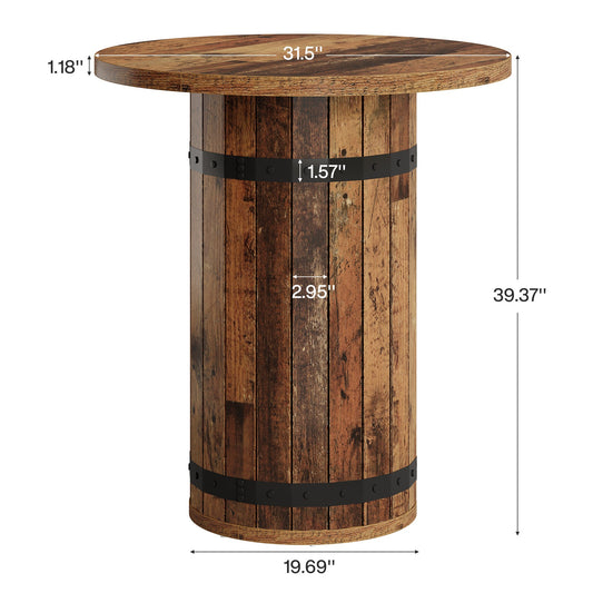 39.4" Bar Table, Round Bistro Pub Table for Kitchen