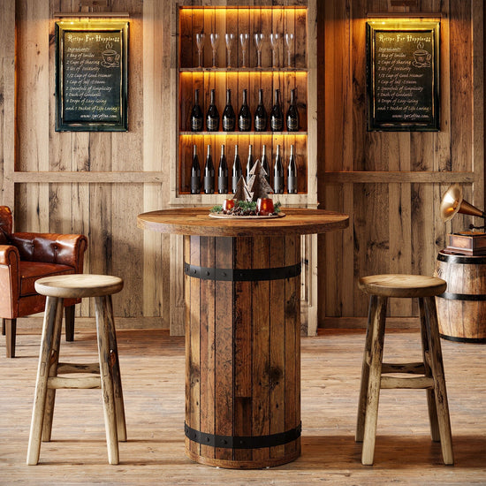 39.4" Bar Table, Round Bistro Pub Table for Kitchen