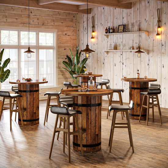 39.4" Bar Table, Round Bistro Pub Table for Kitchen