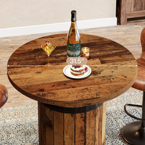 39.4" Bar Table, Round Bistro Pub Table for Kitchen