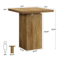 39.4" Square Bar Table, High Top Bistro Pub Cocktail Table Dining Table