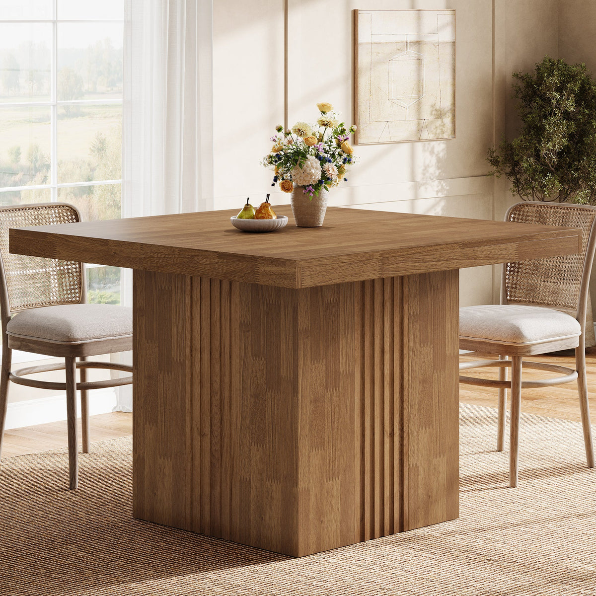39" Dining Table, Farmhouse Square Kitchen Dinner Table for 4