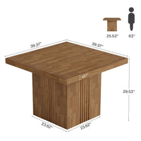 39" Dining Table, Farmhouse Square Kitchen Dinner Table for 4
