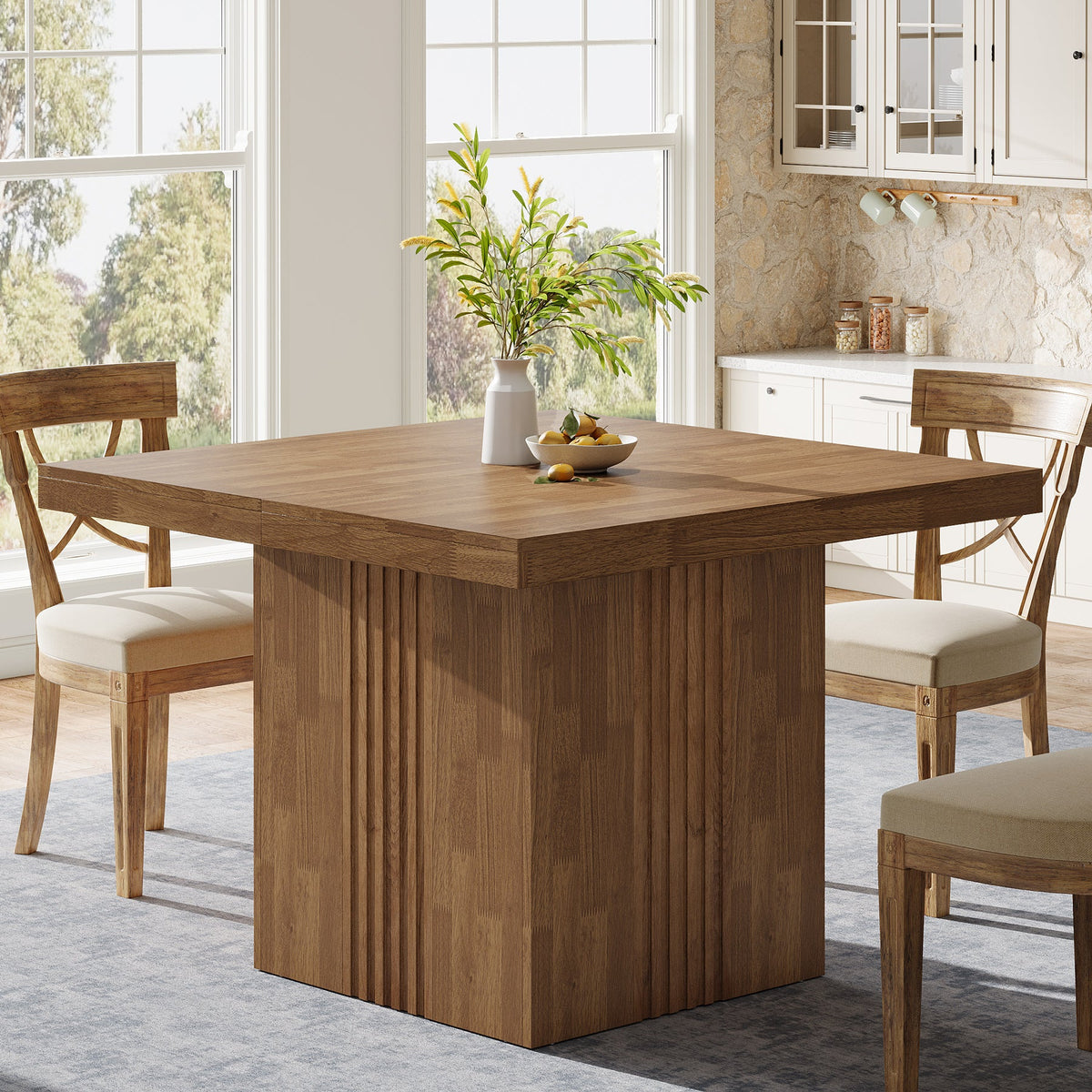 39" Dining Table, Farmhouse Square Kitchen Dinner Table for 4