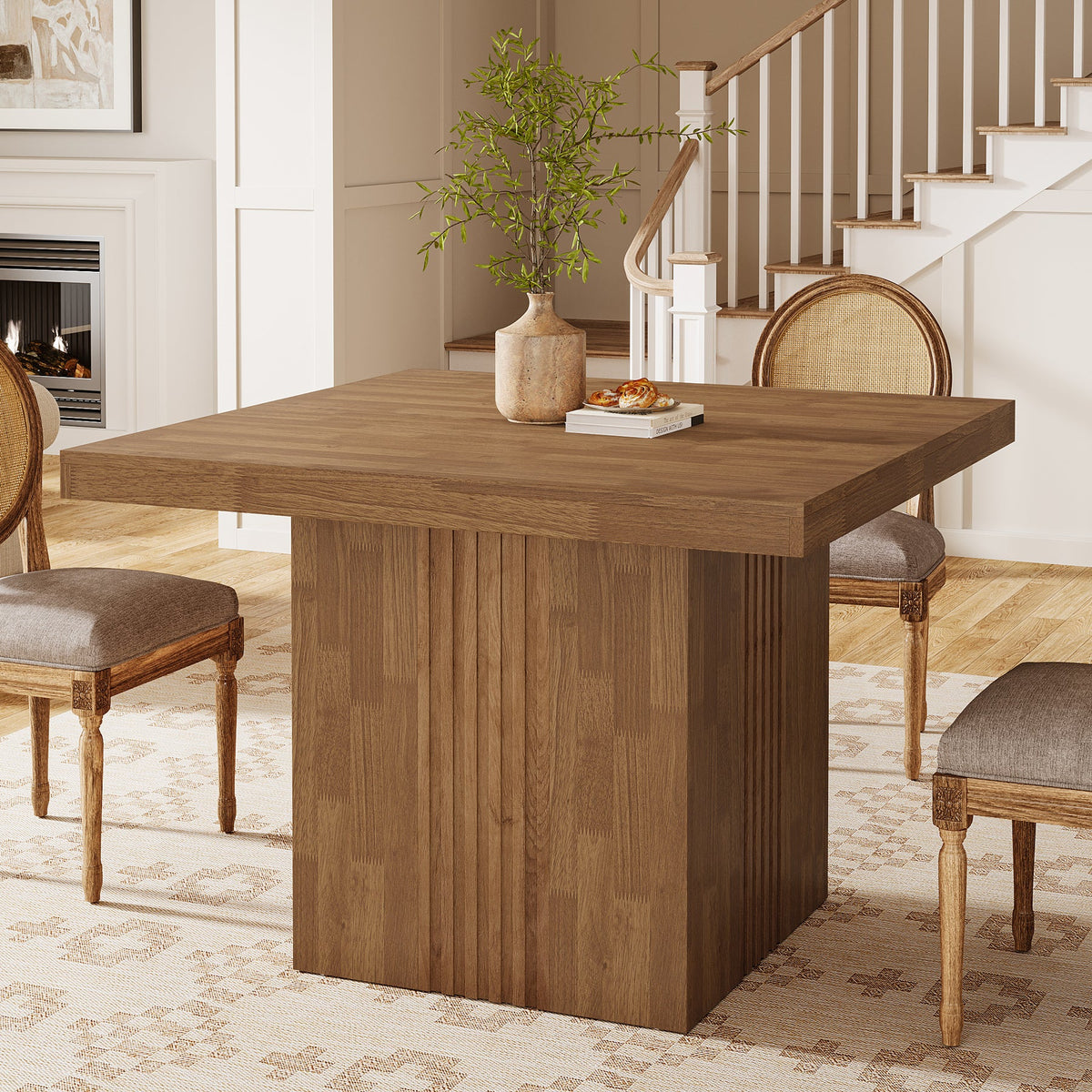 39" Dining Table, Farmhouse Square Kitchen Dinner Table for 4