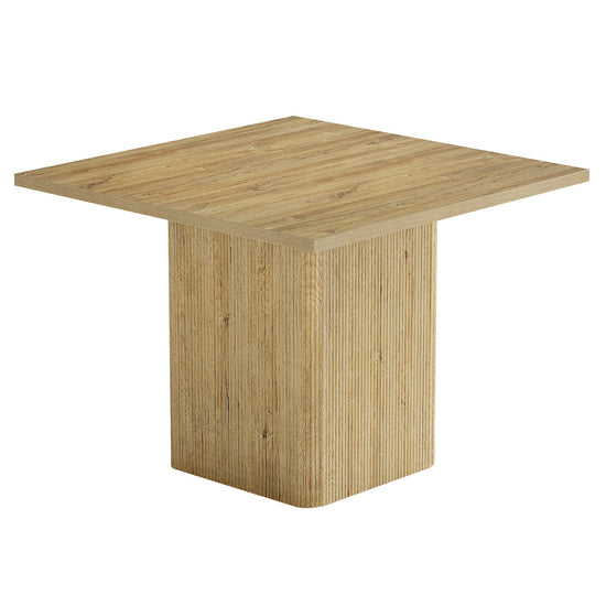 39" Dining Table, Square Fluted Kitchen Table with Sturdy Pedestal for 4