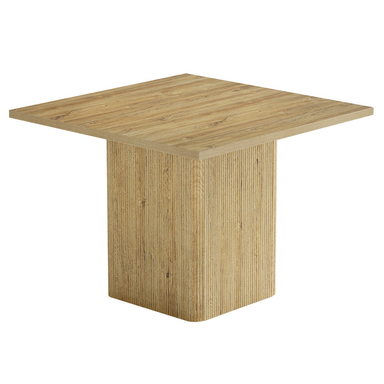 39" Dining Table, Square Fluted Kitchen Table with Sturdy Pedestal for 4