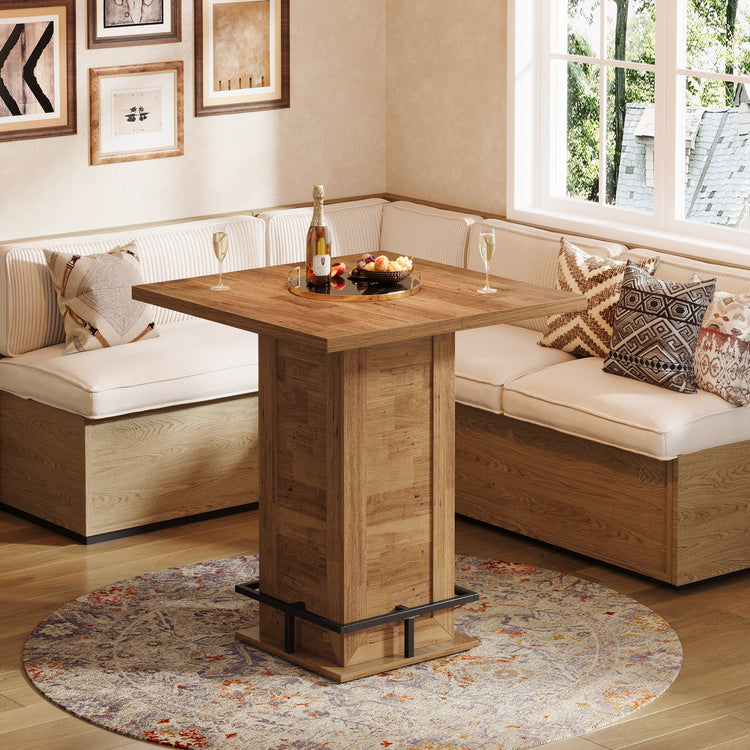 39" High Top Bar Table, Square Bistro Pub Cocktail Table