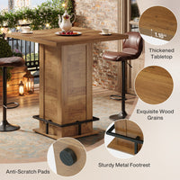 39" High Top Bar Table, Square Bistro Pub Cocktail Table