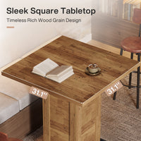 39" High Top Bar Table, Square Bistro Pub Cocktail Table