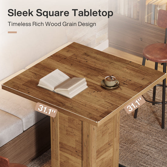 39" High Top Bar Table, Square Bistro Pub Cocktail Table