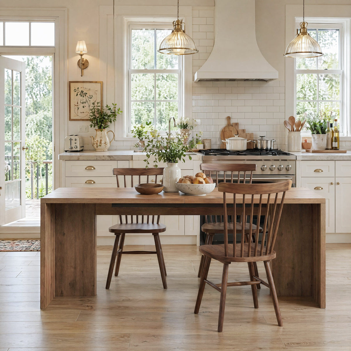 78"Solid Wood  Dining Table, Kitchen Table for 6-8 People for Dining Room