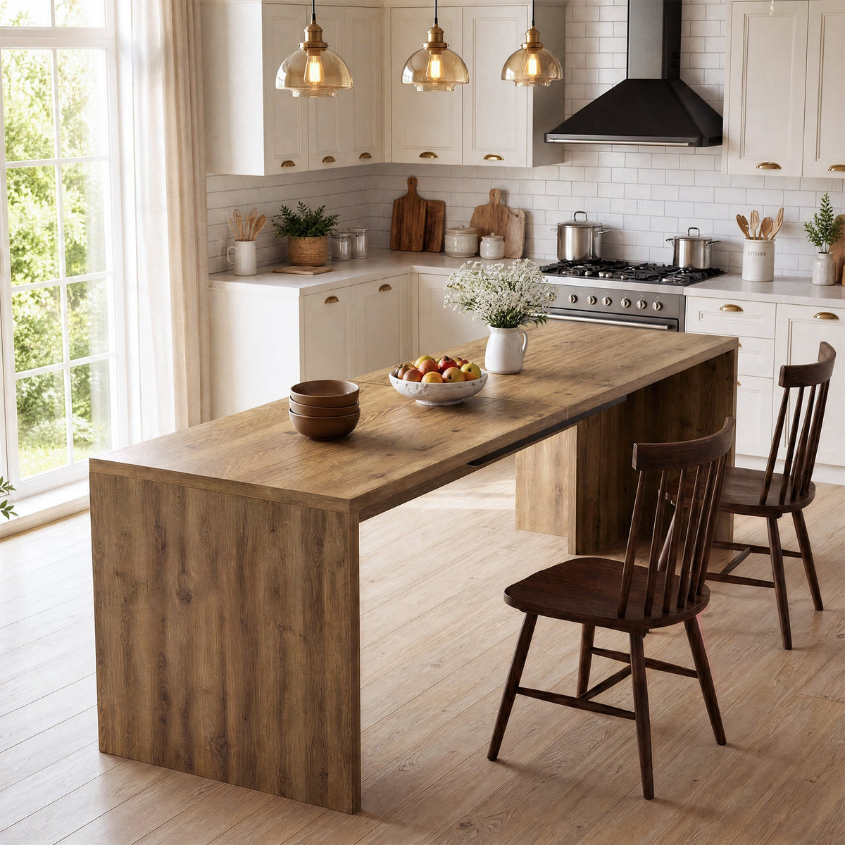 78"Solid Wood  Dining Table, Kitchen Table for 6-8 People for Dining Room
