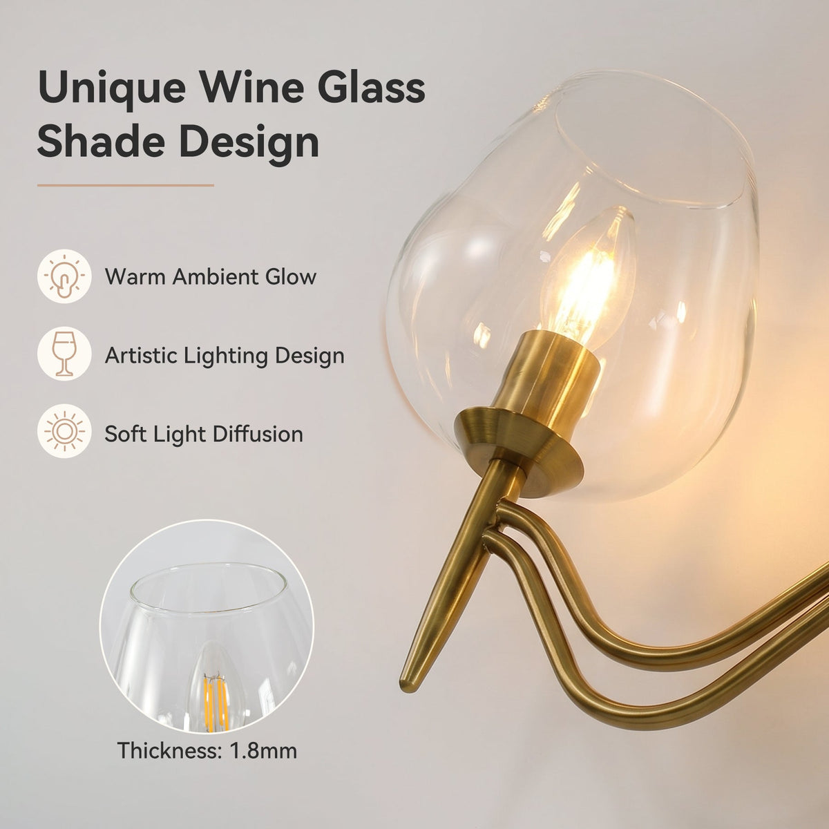 3-light Bathroom Vanity Light, Gold Metal & Clear Glass Wall Sconce With E12 Base
