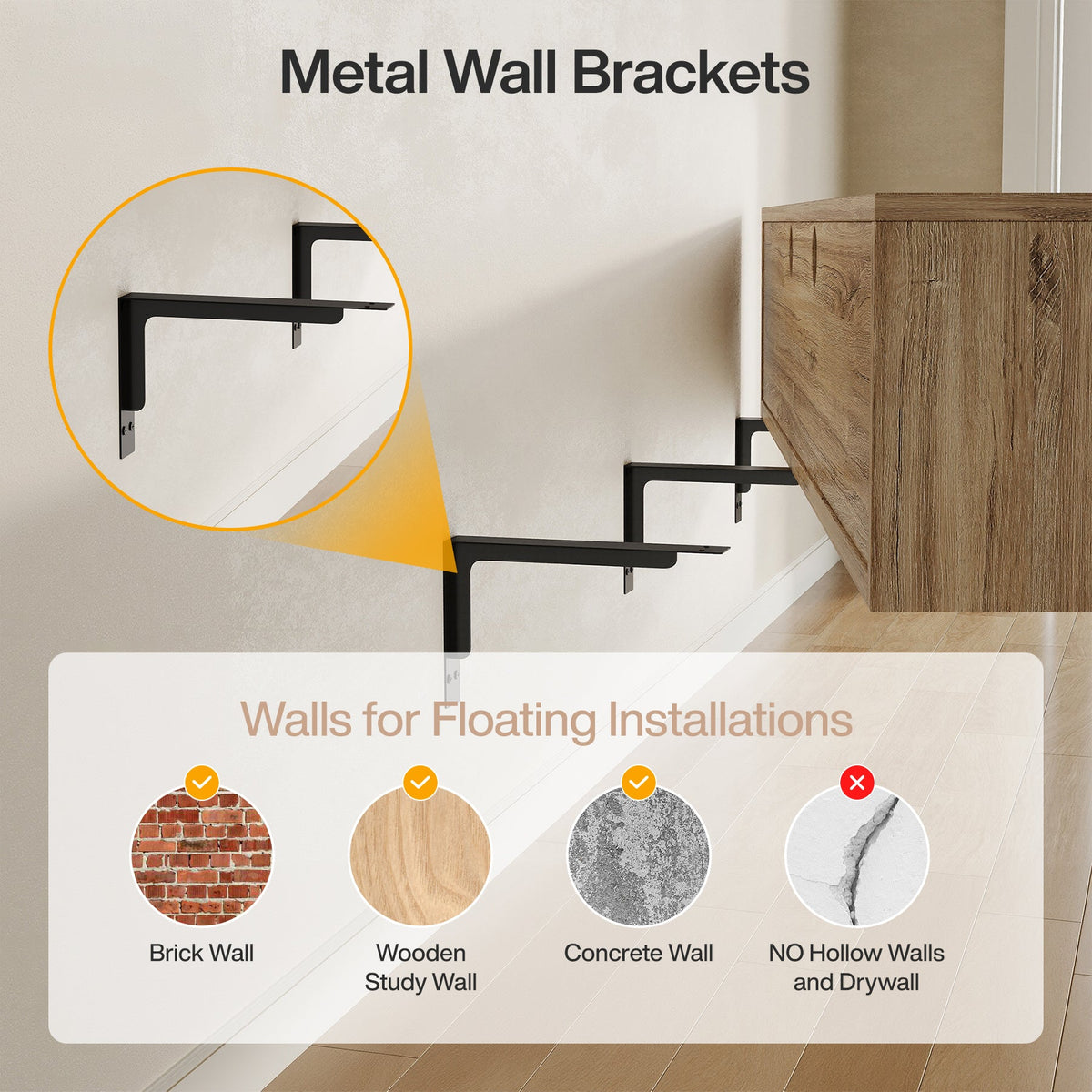 Floating TV Stand, 55" Wall Mounted Media Console with 2 Fluted Drawers