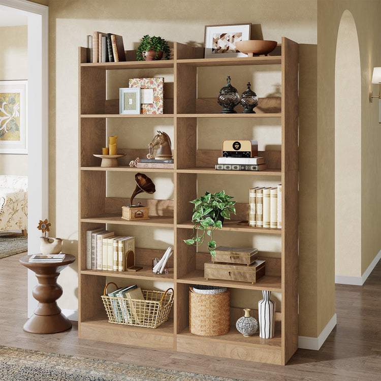 6-Tier Double Wide Bookshelf, 71" Bookcase Display Rack with Open Shelves