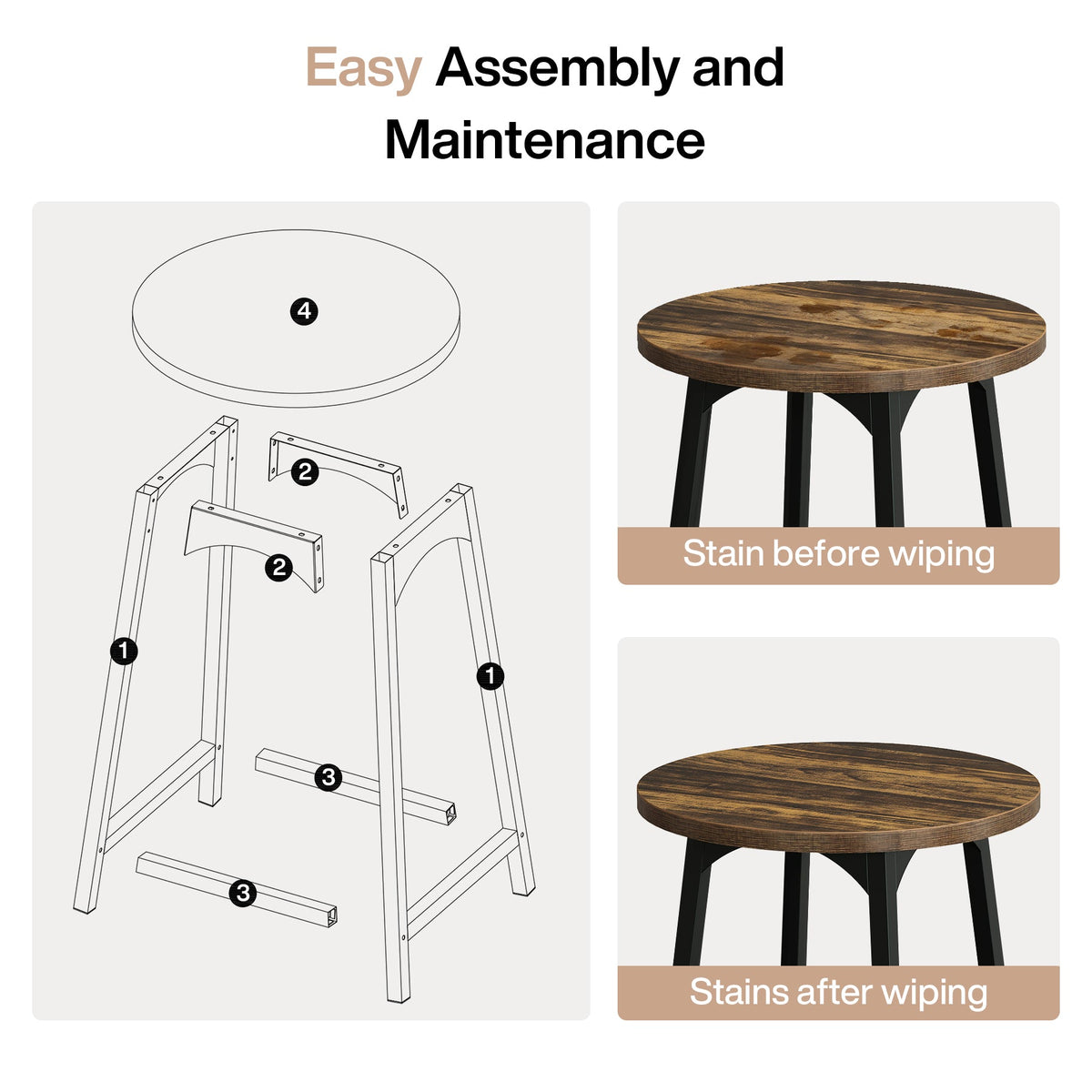 Round Bar Table, 35.4" Tall Cocktail Counter Height Dining Table