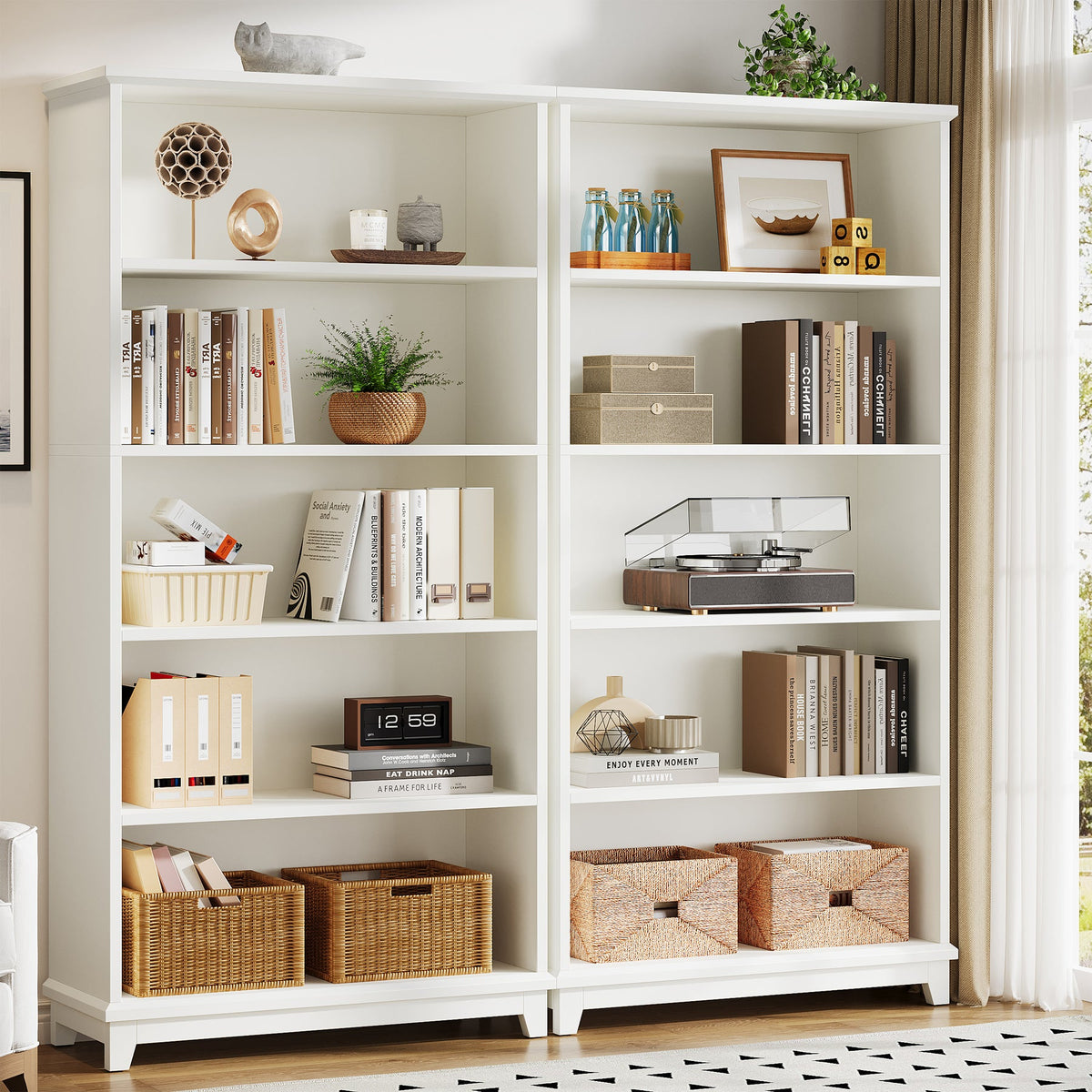 5-Tier Bookshelf, 70" Bookcase Open Display Shelf with Anti-tip Kits