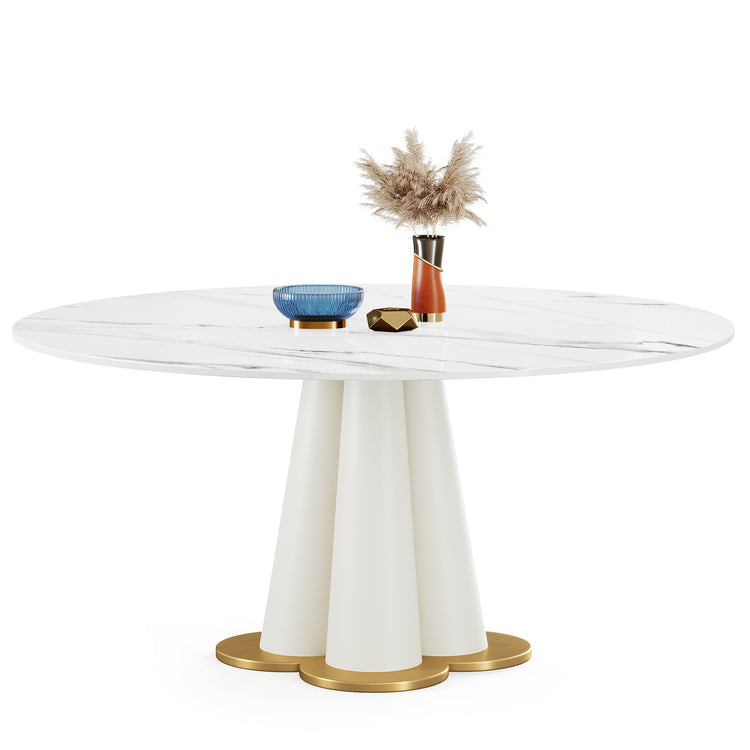 White Sintered Stone Round Dining Table
