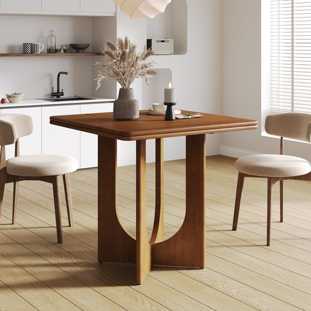 Square Solid Wood Dining Table, 31.5" Kitchen Table for 2-4 People