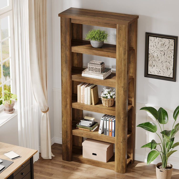 6-Tier Bookshelf, 71" Tall Bookcase Floor Standing Display Storage Shelves