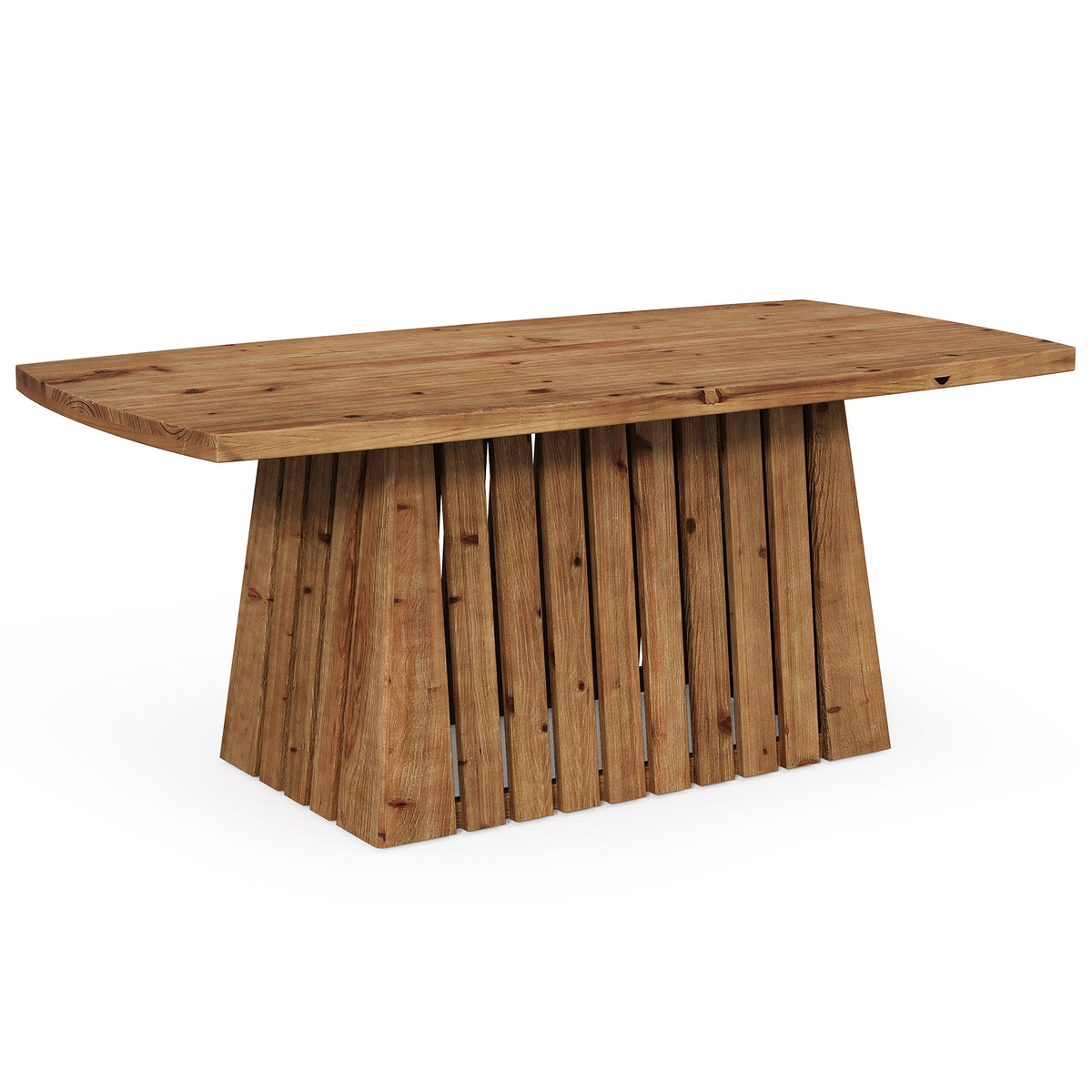 47" Coffee Table, Solid Wood Rectangular Center Table with Heavy-Duty Pedestal Base