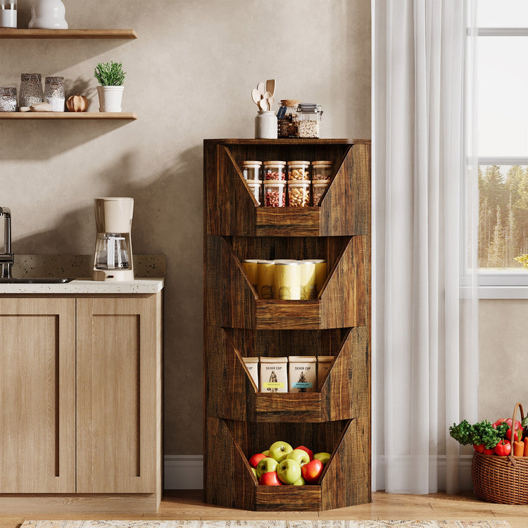 4-Tier Fruit and Vegetable Storage Rack, 55.12" Corner Storage Basket Stand
