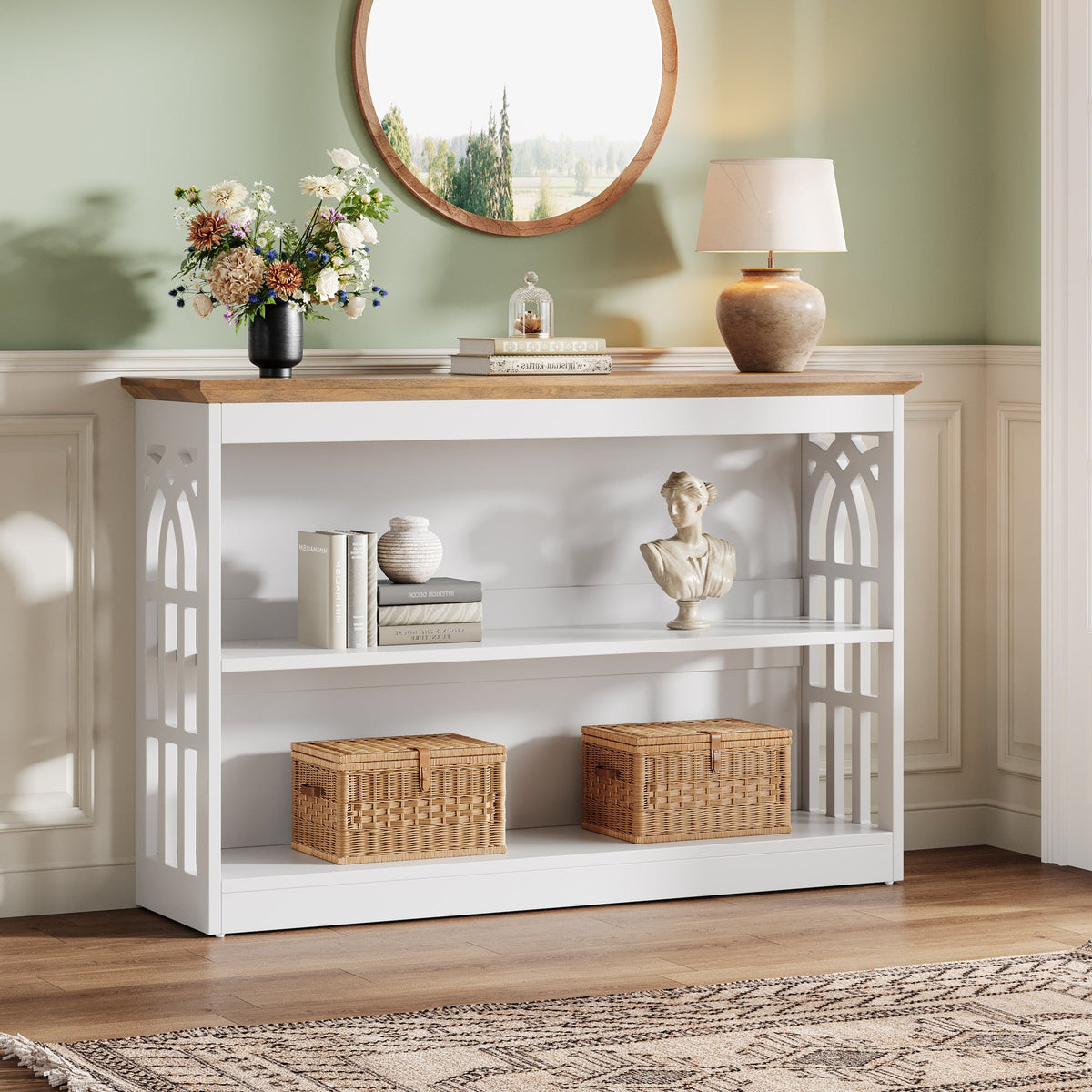3-Tier Console Table, 41.34" Modern Entryway Sofa Table Behind the Couch