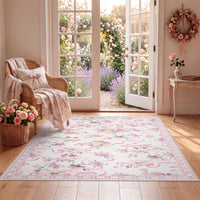 3x5/5x7 Bow Floral Area Rugs#Color_Pink
